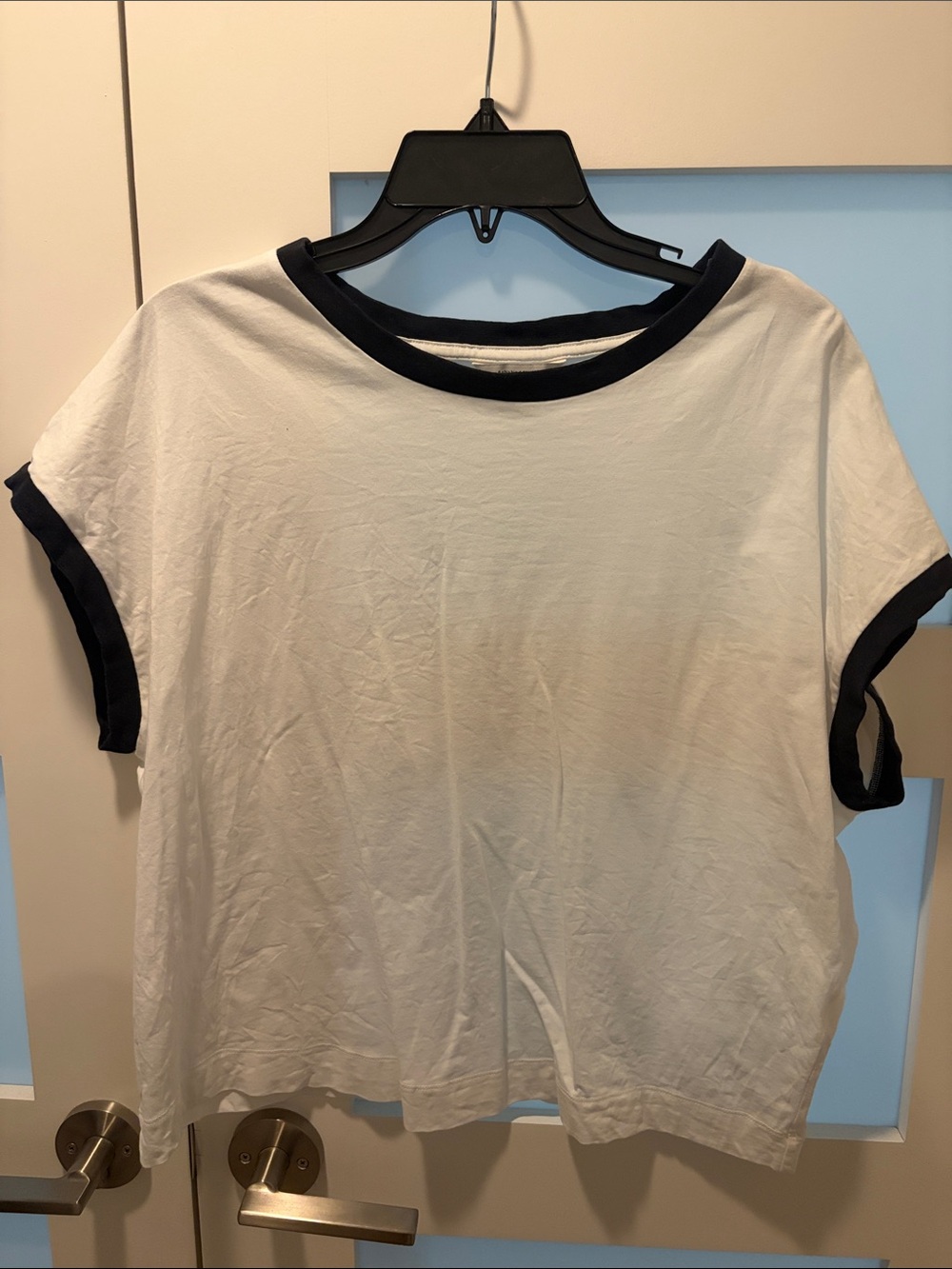 Banana Republic White Tee with Black Trim - Short Sleeve Top